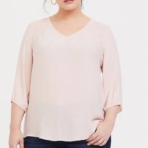 Light Pink Crepe Smocked Blouse